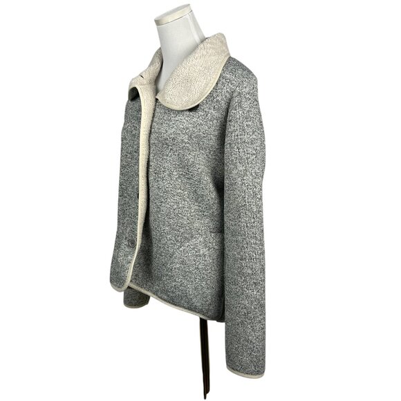 Columbia Sweater Jacket Womens Small Grey Cream Darling Days Fleece Button Up - Picture 4 of 15